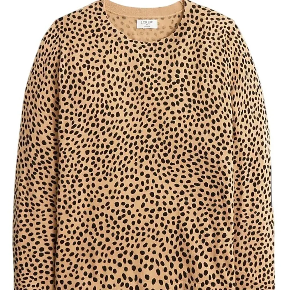 J.Crew Cheetah Teddie Sustainable 100% Cotton Crewneck Pullover Size M